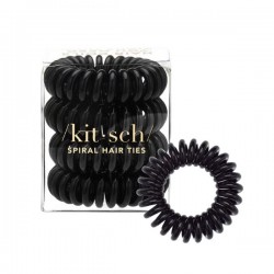 KITSCH Spiral Hair Ties 4 pièces - Black