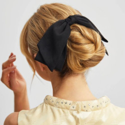 KITSCH Recycled fabric bow hair clip black 1PC