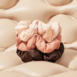 KITSCH recycled fabric puffy scrunchies 3pc set rosewood