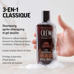 AMERICAN CREW 3-in-1 Classique shampoing, après-shampoing & gel douche 250ml