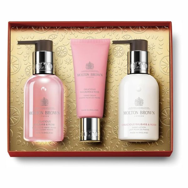 molton brown delicious rhubarb & rose hand care collection