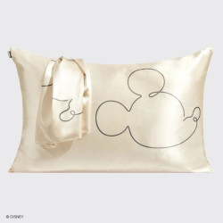 Kitsch Taie d'oreiller en satin Kitsch & Mickey et Minnie Mr. Mouse -Crème