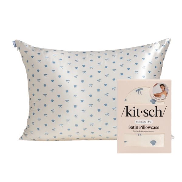 Kitsch Standard Taie d'oreiller - Pearlized Cream & Coastal Blue Print