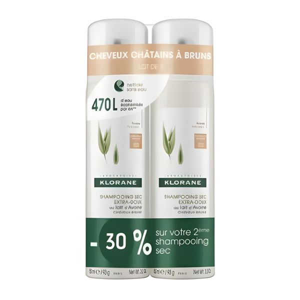 Klorane Duo Shampoing Sec au Lait d'Avoine 2 x 150ml
