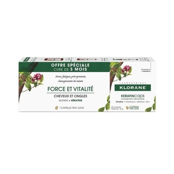 Klorane KeratinCaps Force et Vitalité 3X30 capsules