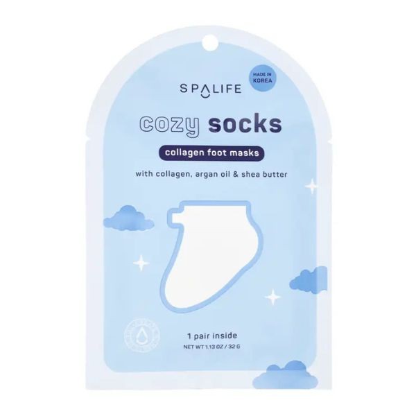 SpaLife Masques pour pieds au collagène avec chaussettes douillettes - 1 paire