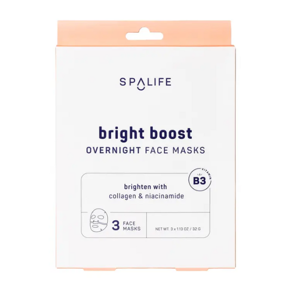 SpaLife Ensemble de Masques de nuit éclaircissants Bright Boost pour le visage - 3 pièces