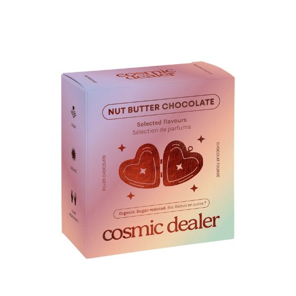 Cosmic Dealer Coffret cadeau de 4 chocolats au beurre de noix - Édition Saint-Valentin